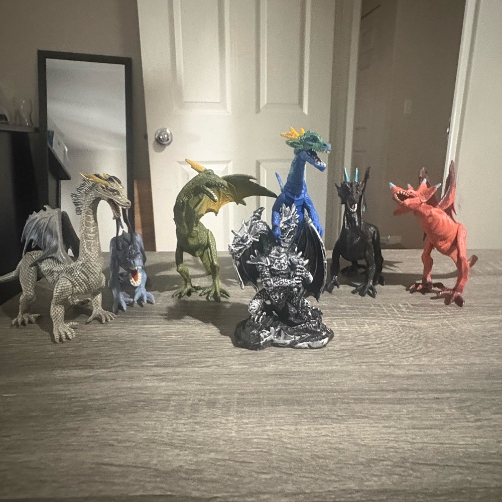 Colorful Dragon Figurine Set